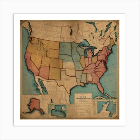 Default Vintage Map Usa Aesthetic 0 Art Print