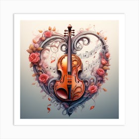 Violin In A Heart Art Print