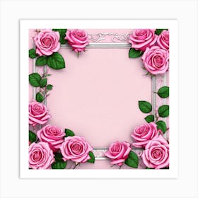 Pink Roses Frame 12 Art Print