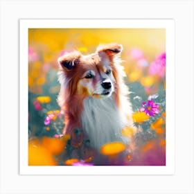 Dog In The Field Art Print