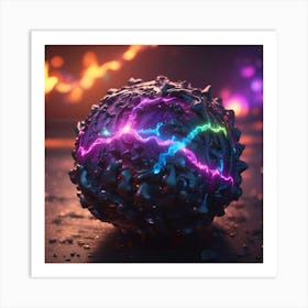 Lightning Sphere colors blue ball Art Print