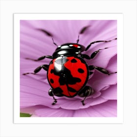 Ladybug On Purple Flower 1 Art Print