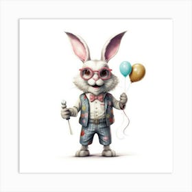 Bunny With Balloons 3 Art Print