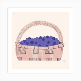 Blueberry Basket Square Art Print