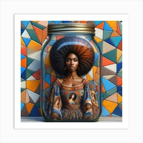Afro Woman In A Jar Art Print