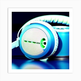 Blue Headphones Art Print