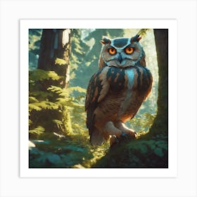 Owl In The Forest 225 Art Print