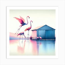 Flamingos Art Print