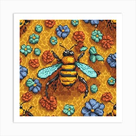 Bees And Flowers Art Print