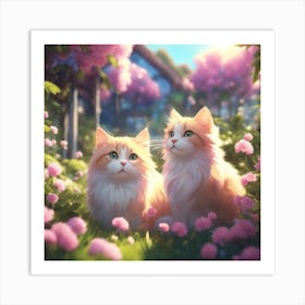 Candy Floss Cats Art Print