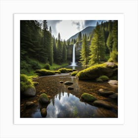 Waterfall In The Forest Art Print