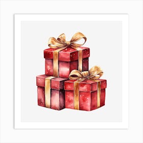 Watercolor Christmas Gift Boxes 5 Art Print