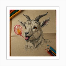 Goat With Balloon Art Print