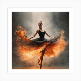 Ballet Dancer In Flames Art Print