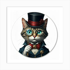 Cat With Magnifying Glass Art Print