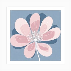 A White And Pink Flower In Minimalist Style Square Composition 580 Art Print