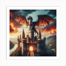 Dragon On A Castle Art Print