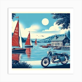 Chew valley lake sailing. Vintage  Art Print