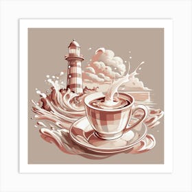 Coffee And Lighthouse Art Print