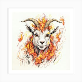 Goat In Flames 24 Art Print