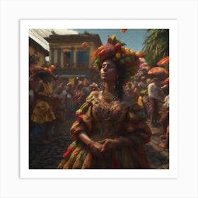 Woman In A Colorful Costume Art Print