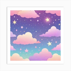 Sky With Twinkling Stars In Pastel Colors Square Composition 130 Art Print