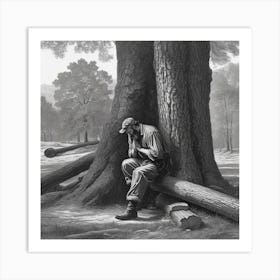 Woodsman at worship  Art Print