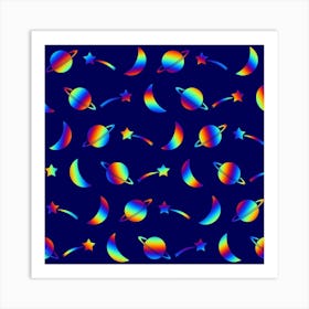 Space Pattern Colourful Art Print