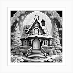 Albedobase Xl Superb Black Santas House Coloring Mandala Of Th 0 Art Print