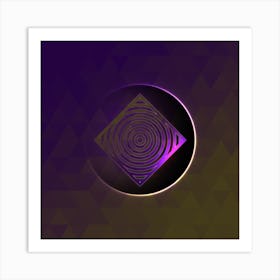 Geometric Neon Glyph on Jewel Tone Triangle Pattern 132 Art Print
