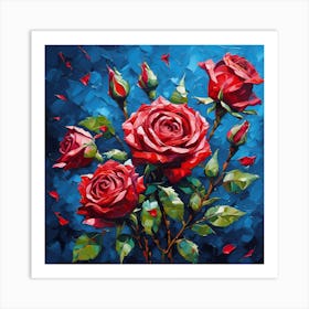 Palette Knife Painting, Red Roses Art Print