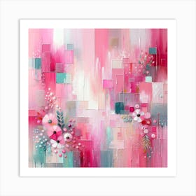 Abstract Painting Pink Bloom Art Print