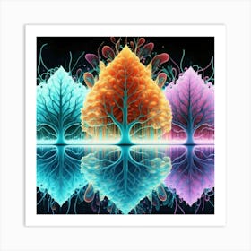 Three Colorful Trees in neon colors 13 Art Print