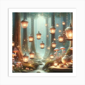 Fairy Lanterns In The Forest Art Print