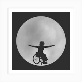 Minimalist Full Moon Silhouette with Dancer - Disability Wheelchair Dance - Empowerment - Moon Magic Art Print