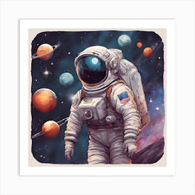 Astronaut In Space Art Print