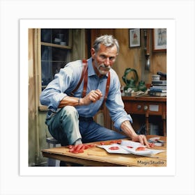 Man With A Knife Art Print