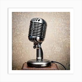 Vintage Microphone With A Timeless Classic Gray Design Grasping The Elegance Of Past Eras Detailed Art Print