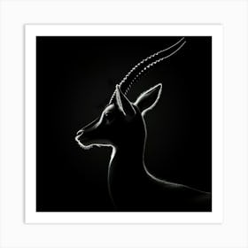 Silhouette Of Gazelle Art Print