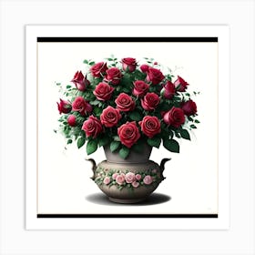 Red Roses In A Vase 1 Art Print