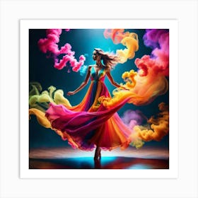 Colorful Girl In A Dress Art Print
