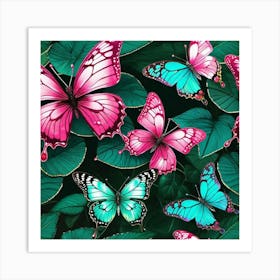 Butterflies In The Garden 1 Art Print