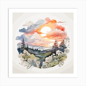 Sunset In The Mountains Art Print