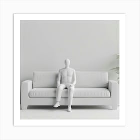 Mannequin Sitting On Couch Art Print