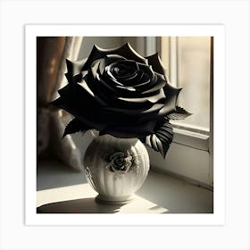 A Black Rose In A White Vase 4 Art Print