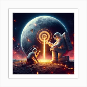 Astronauts On The Moon Art Print