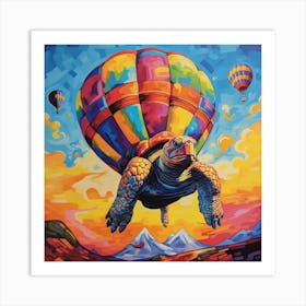 Turtle On Hot Air Balloon Art Print