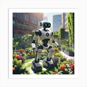 Robot In The Garden 1 Art Print