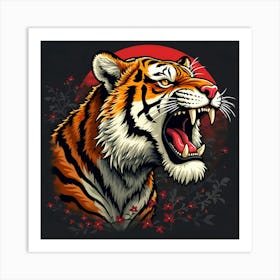 A tiger, black background Art Print