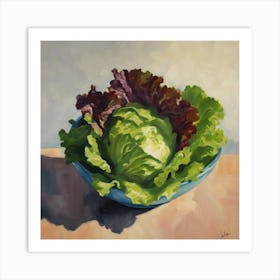 Cabbage In A Blue Bowl Art Print